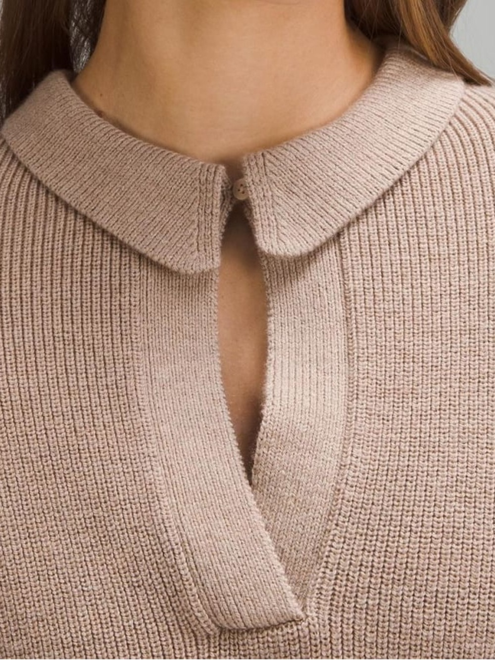 Lululemon Collared Merino Wool-Blend Sweater Heathered Beech Wood Size XS - Picture 3 of 12